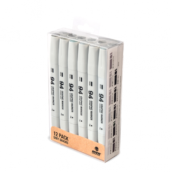 94 Graphic Marker Grey Shades Pack 12