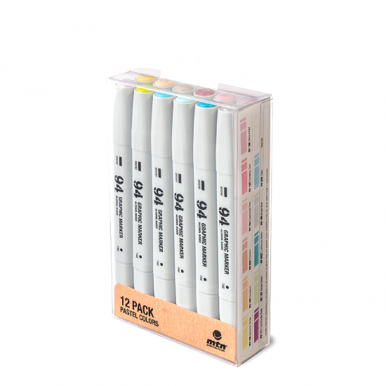 94 Graphic Marker Pastel Colors Pack 12